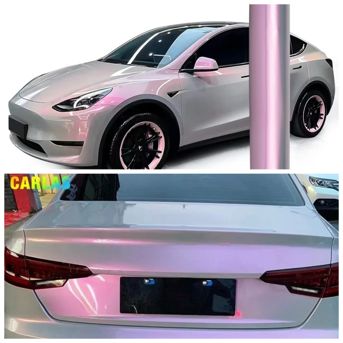 Great Deals：CARLAS Double Color Glossy Candy Volcano Grey PVC Car Wrap Vinyl PVC Film Vehicle Warp Car Film