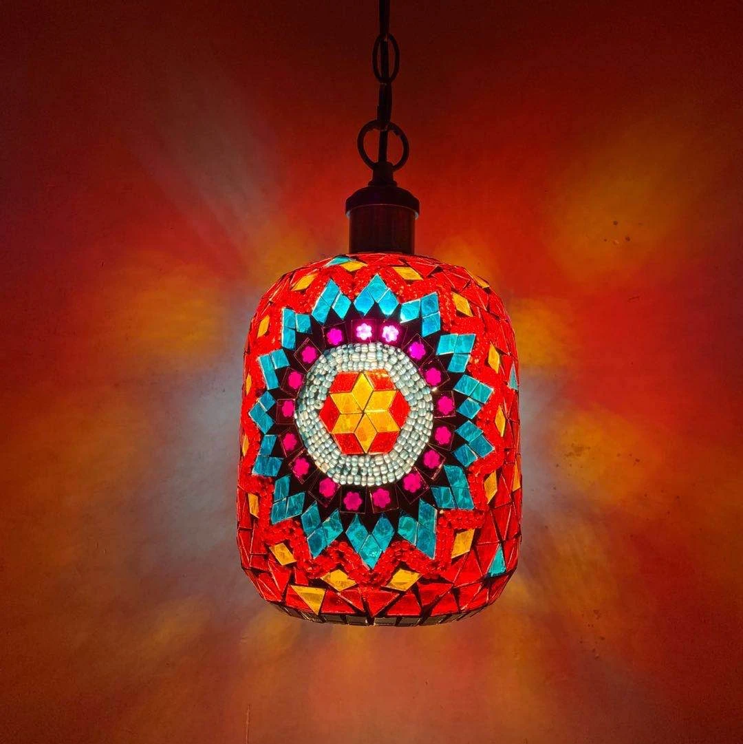 Turkish Mosaic Pendant Lamp Vintage Art Deco Handcrafted Lampe De Mesa Glass Romantic Light Lamparas Colgantes Para Techo