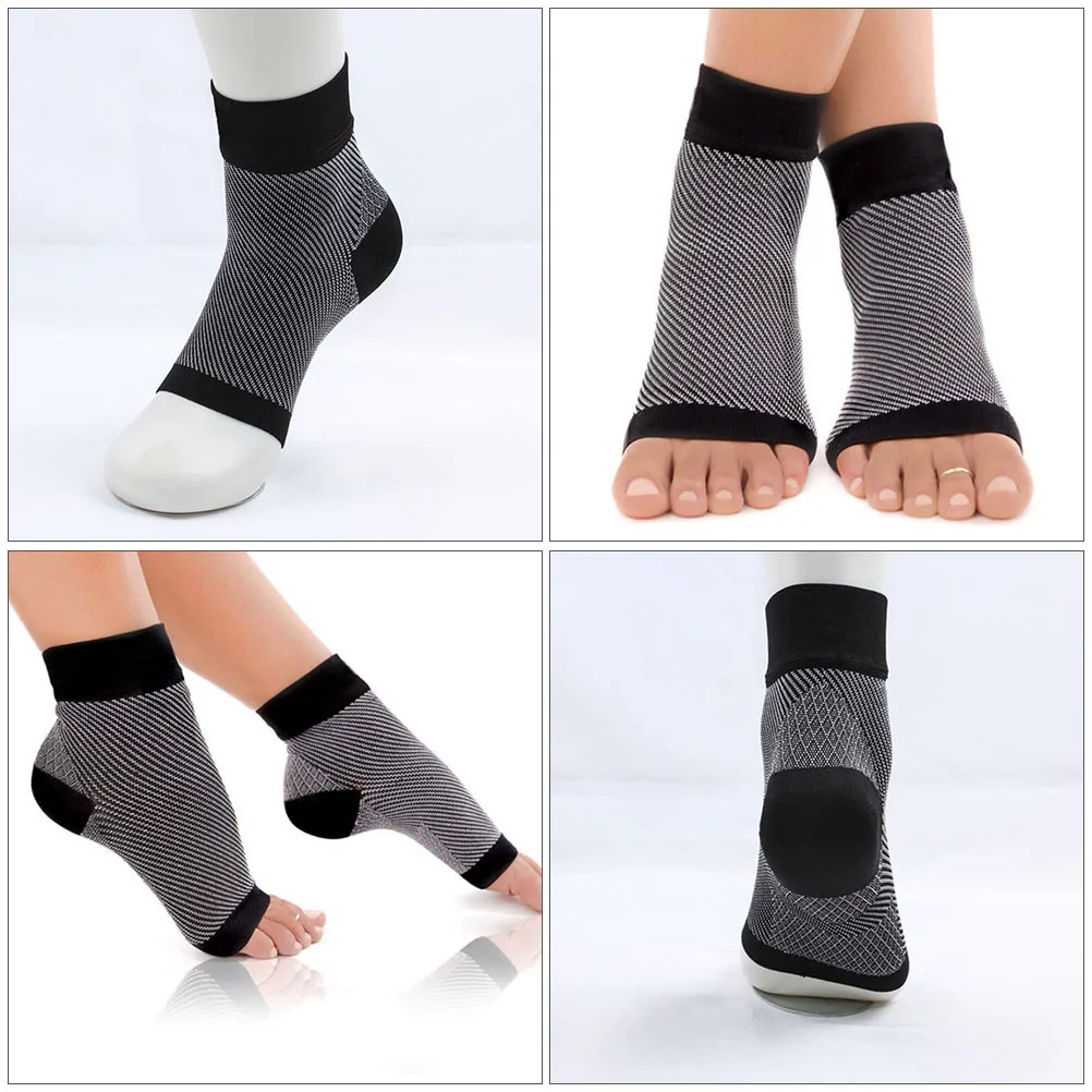 

2Pairs Compression Foot Sleeves Toeless Socks Ankle Support Plantar Fasciitis Socks for Pain Relief Enhance Performance