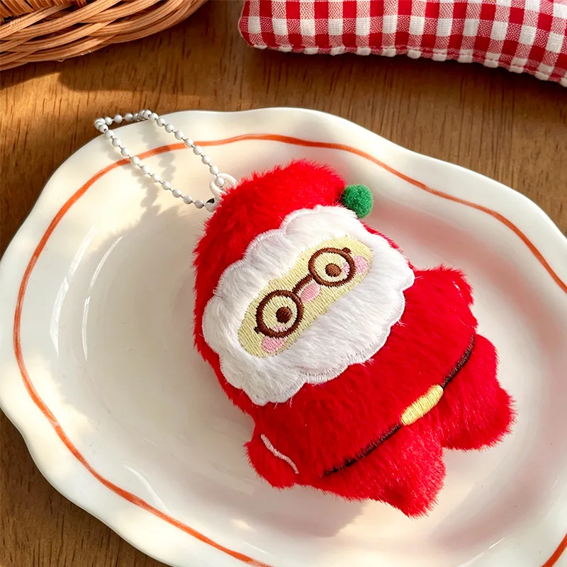 9pcs/Set Chrismas Plush Keychain Santa Claus Snowman Soft Cute Backpack Bag Pendant Chain Charms Keyrings Party Chrismas Gifts - view 5