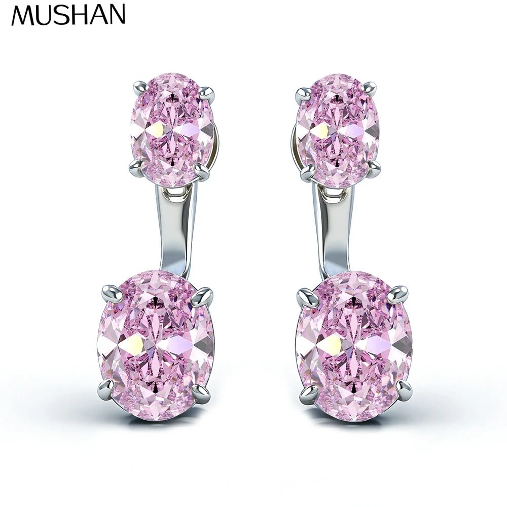 

Серьги-подвески MUSHAN с овальными розовыми двойными бриллиантами, серебро 925 пробы, для женщин