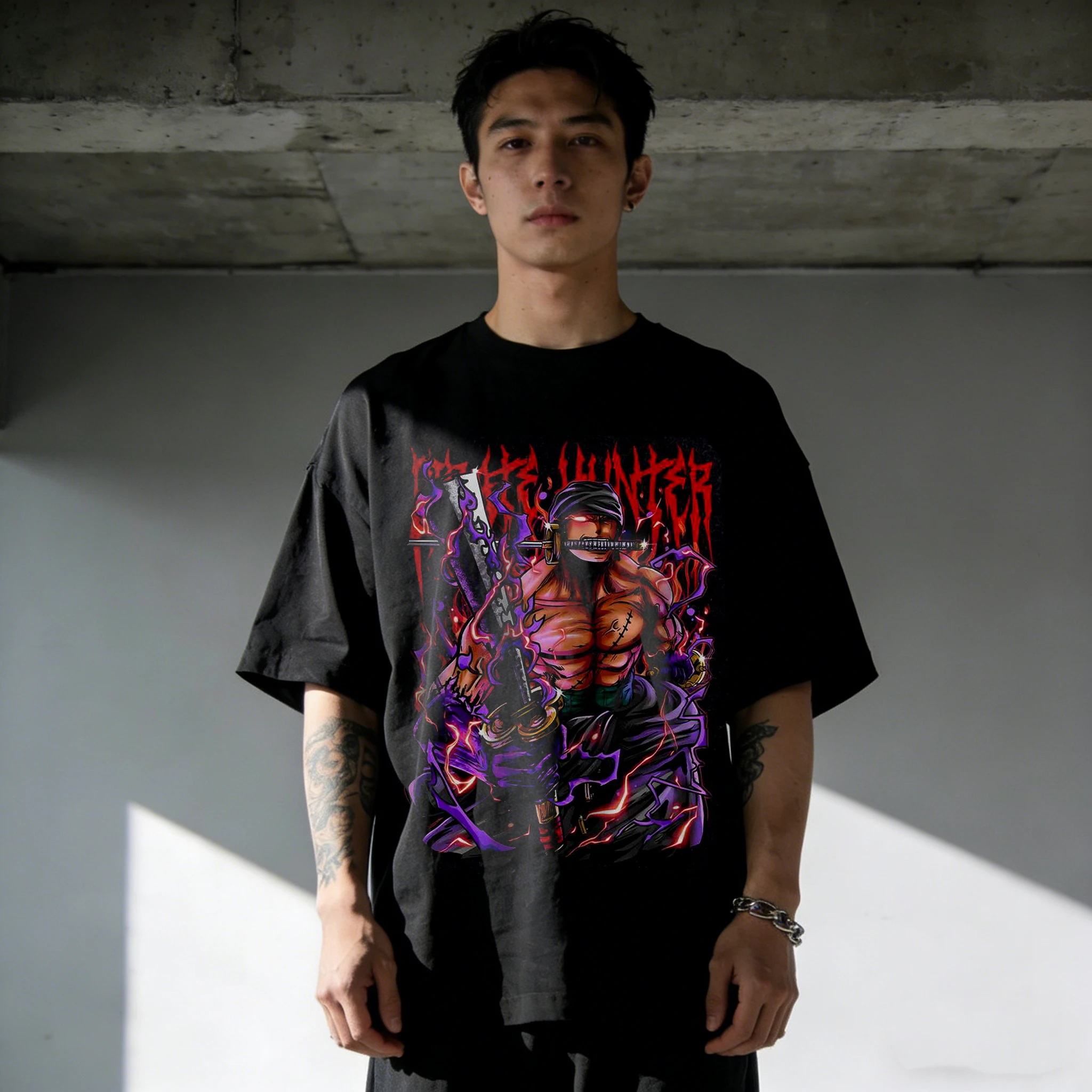 تي شيرت قطني للرجال والنساء من قطعة واحدة تي شيرت رورونوا زورو صيفي أنيمي تي شيرت 2026 صيفي بأكمام قصيرة ملابس هاراجوكو Y2K ملابس الشارع الشهير