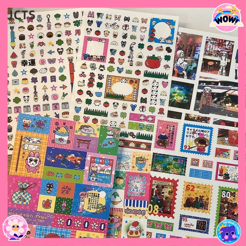 

Kawaii Japanese Retro Showa Stamp Stickers - Cute Nostalgic Anime Scrapbook & Journal Decoration Phone Case Stationery Decals