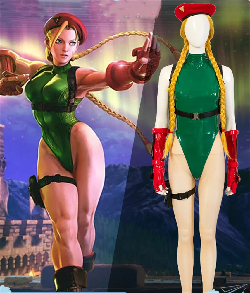 

Game Cammy White Cosplay Costume Adult Women Green Jumpsuits SF6 Fighting Outfit Killer Bee Clothes Halloween Carnival Party