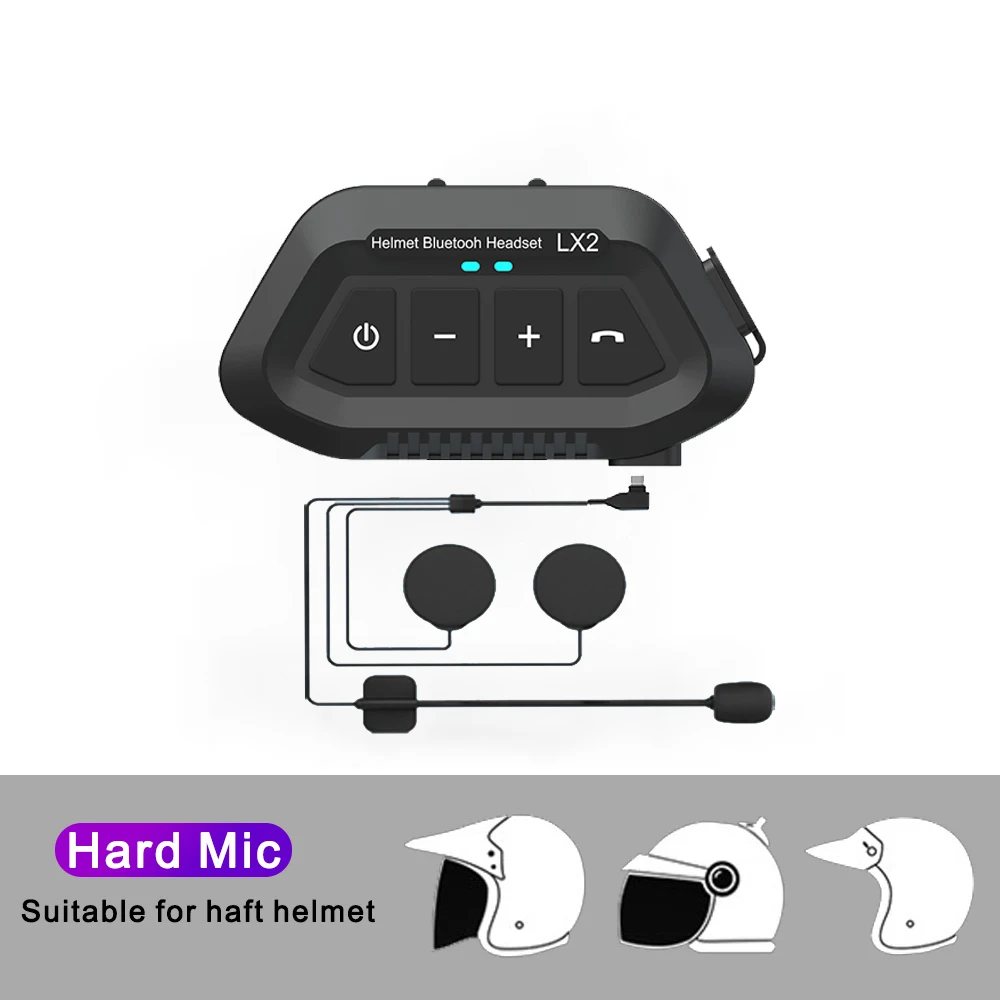 1200mAh Motorhelm Draadloze Headset BT 5.0 Bluetooth Helm Headset Voice Assistant Moto Oortelefoon Motor Hoofdtelefoon