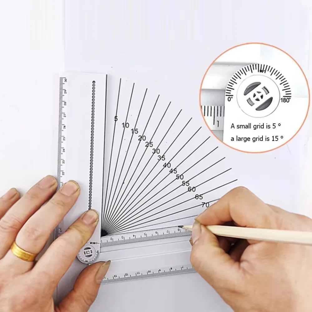 ABS Multifunctional Ruler Folding Math Line Geometric Drawing Ruler Circular Drawing Geometry Template Drafting Ruler