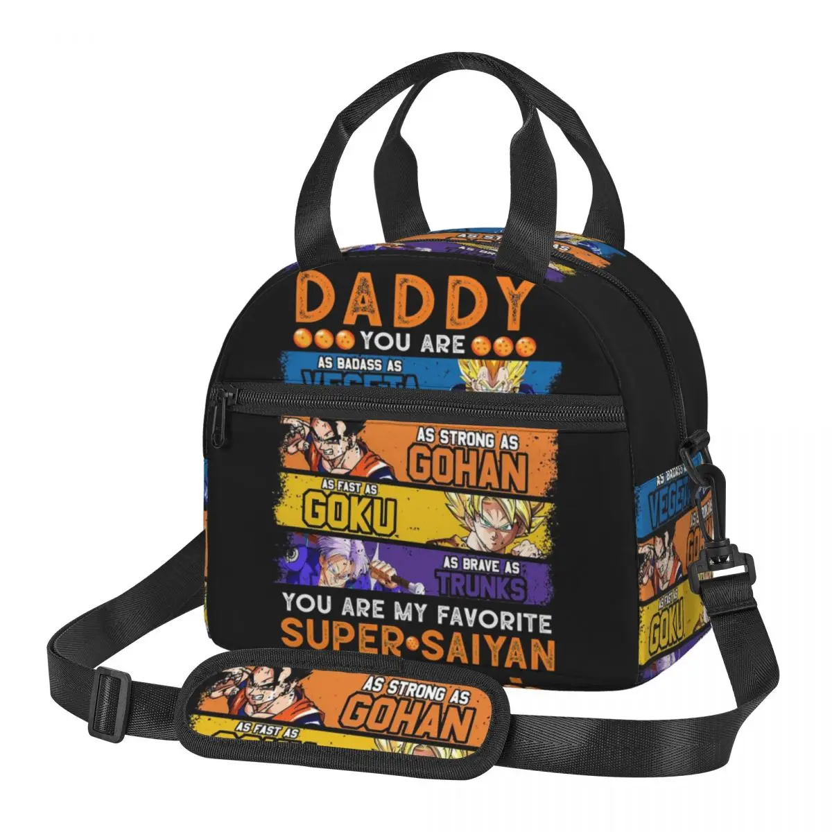 Daddy Dragonball Daddy You Are My Favorite Lunch Bags Insulated Bento Box Lunch Tote Picnic Bags Cooler Bag for Woman Children