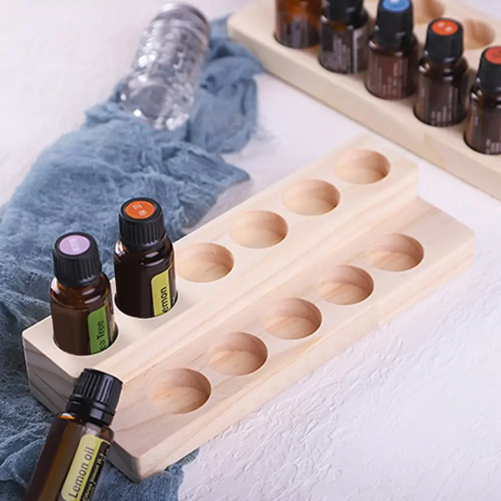 

11 Compartments Essential Oil Display Stand Shelf Wooden Exquisite Rack With 11 Grooves Can Hold 15ml Bottles
