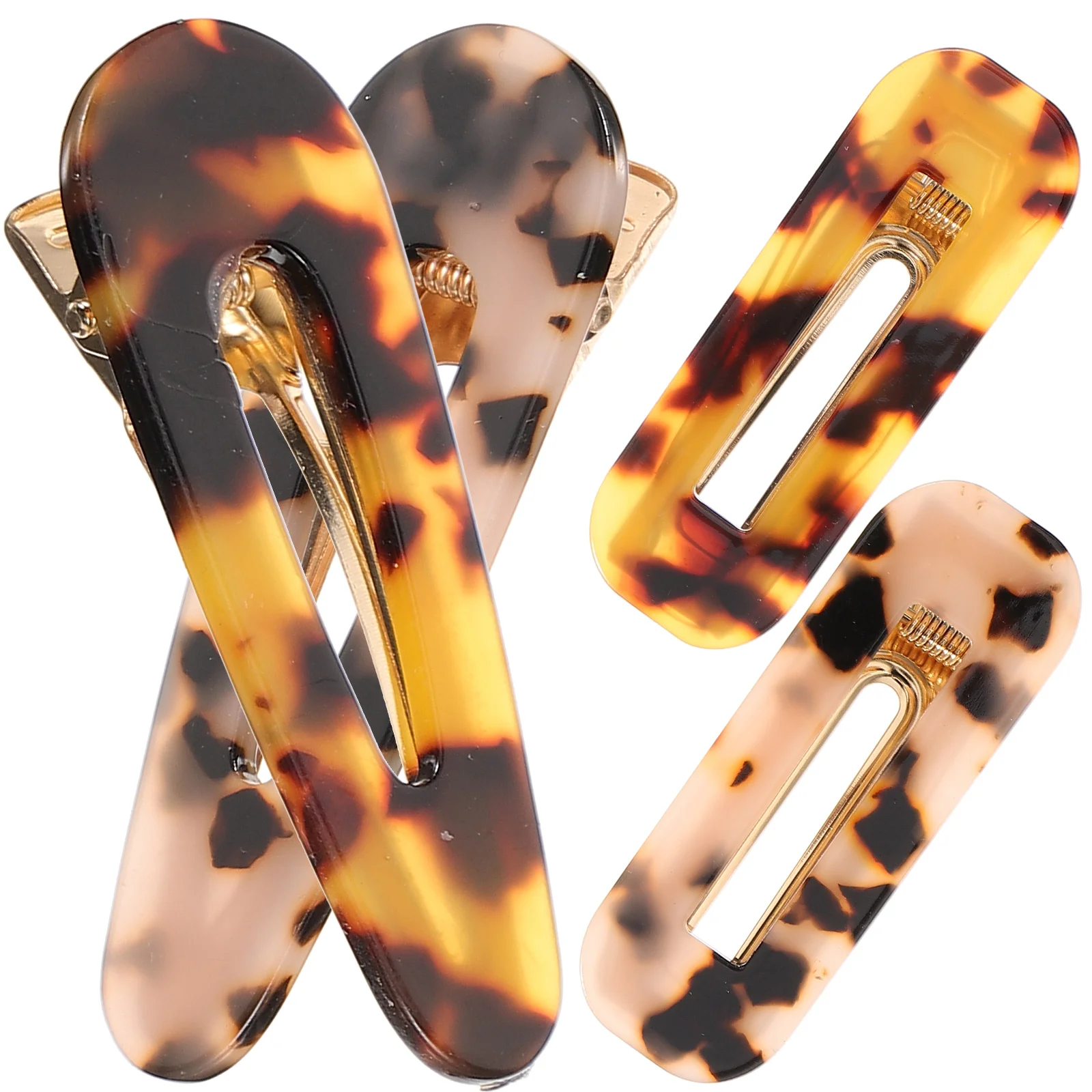 

4pcs Retro Hair Clips Vintage Girls Accessories Bright Handmade Quality Gift Occasion Everyday Marble Pattern School Elegant