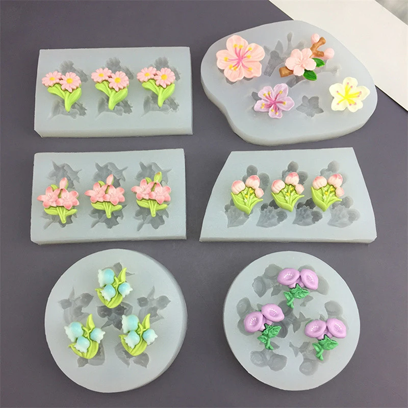 Flower Silicone Molds DIY Cake Fondant Sugar Baking Mold Handmade Candle Soap Gypsum Resin Handcraft Making Tools-B2