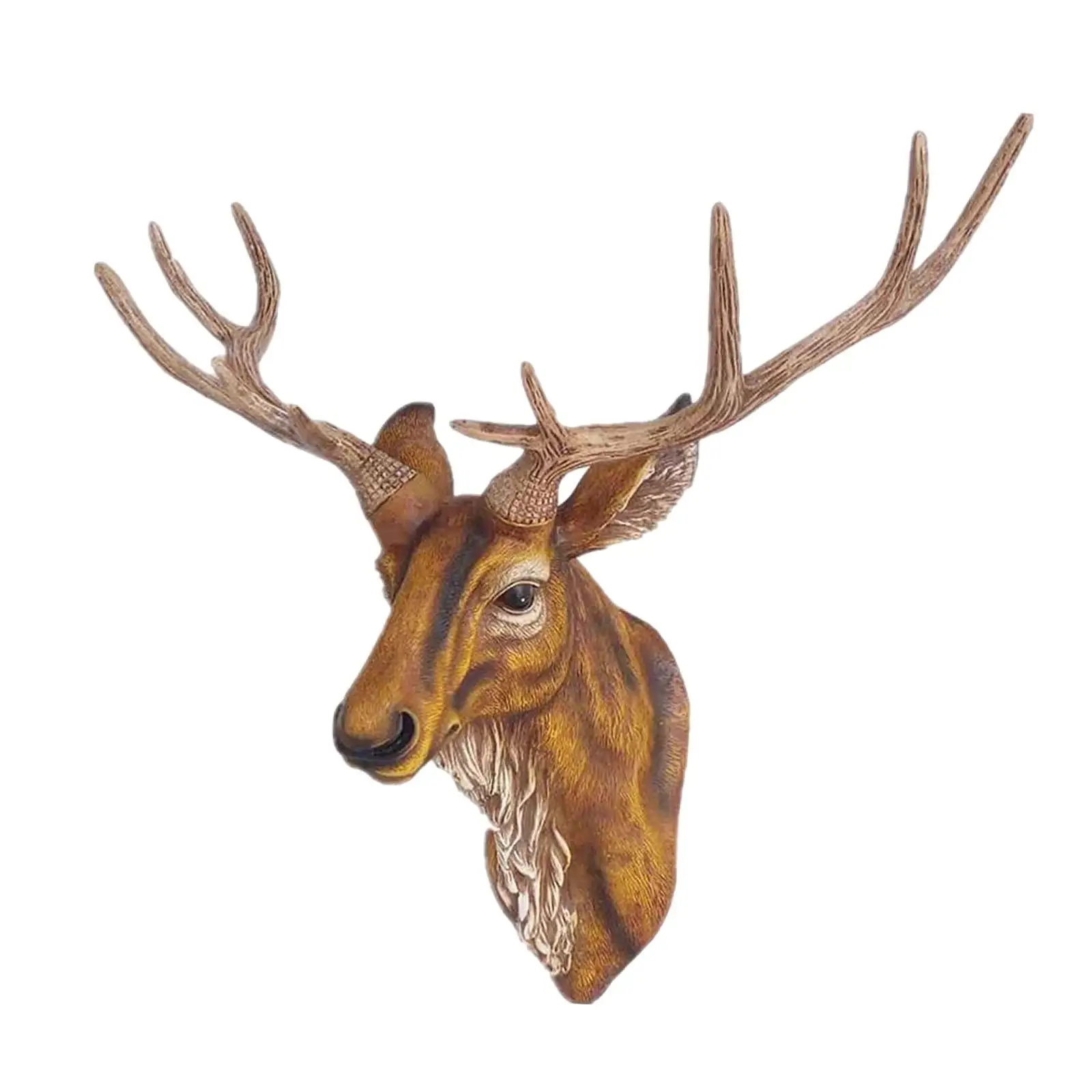 3D Deer Head Wall Statue Hanging Resin Crafts Living Room Hotel Ornaments