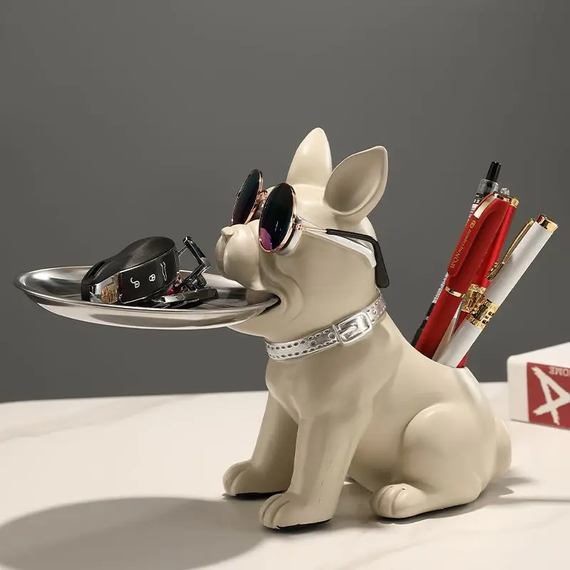 

Премиальный современный креативный лоток для ключей с французским бульдогом, украшение для прихожей, элитный изысканный домашний декор, модный аксессуар