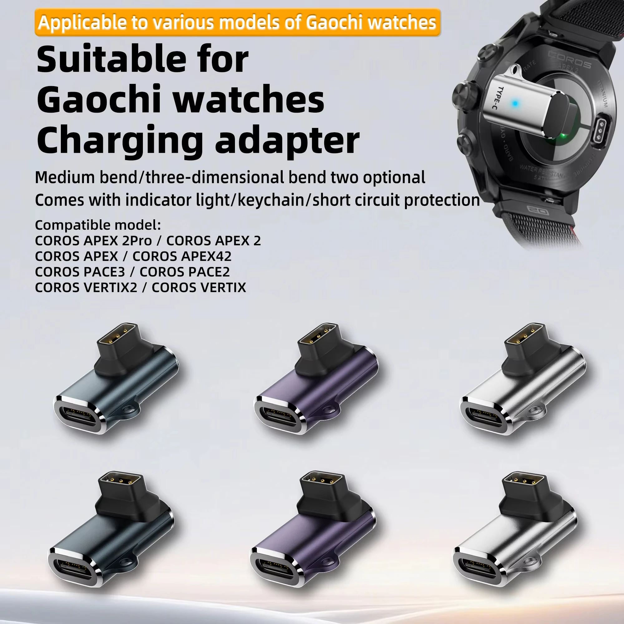For Coros Watch USB-C Fast Charging Adapter Compatible with Coros Pace 2/3,Apex,Apex 2/Pro,Vertix 2 Smartwatch-Plug-and-Play