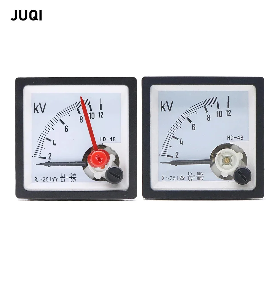 HD-48-10KV high quality Pointer type AC voltmeter u1/10KV u2/100V range analog voltmeter gauge panel 48x48mm