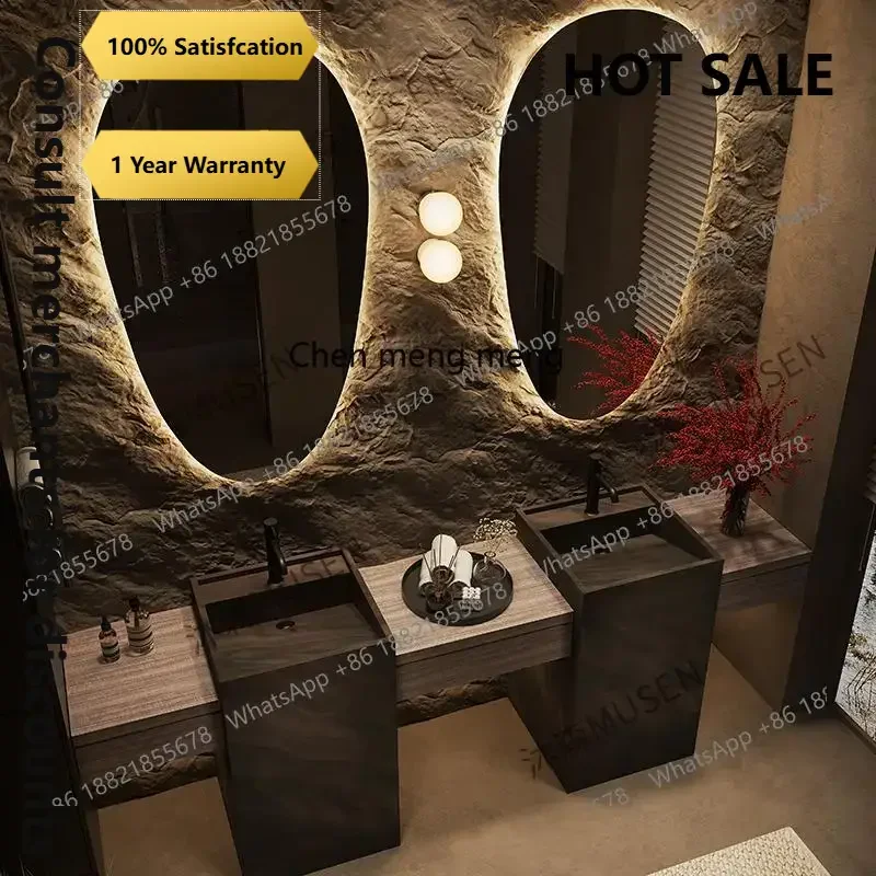 b67 New hotel wind bathroom cabinet combination rock slab column floor-to-ceiling washbasin