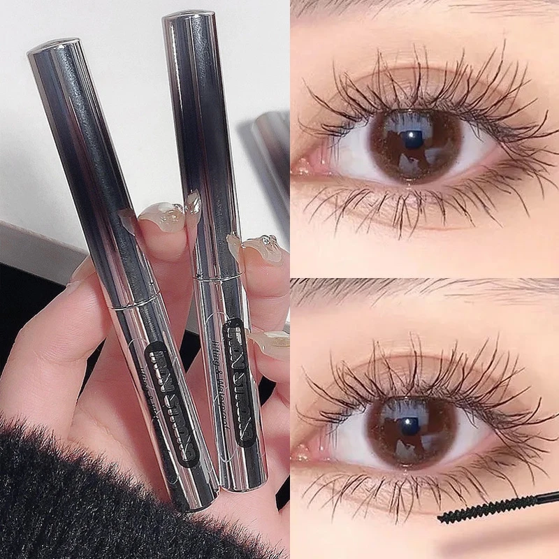 Ultrafijne borstel Mascara Waterdicht Sneldrogend Curling Geen vlekken 4D Zijdevezel Zwart Bruin Natuurlijke Mascara Oogcosmetica Gereedschap