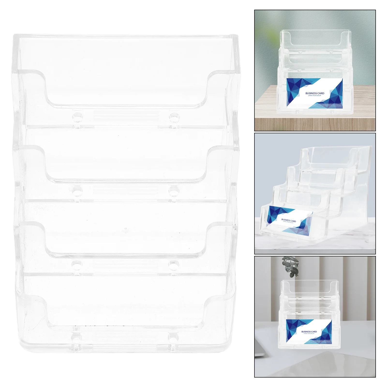 

Multi Layer Acrylic Business Card Holder Desk Organizer Clear ID Card Display Stand for Office Home Gift