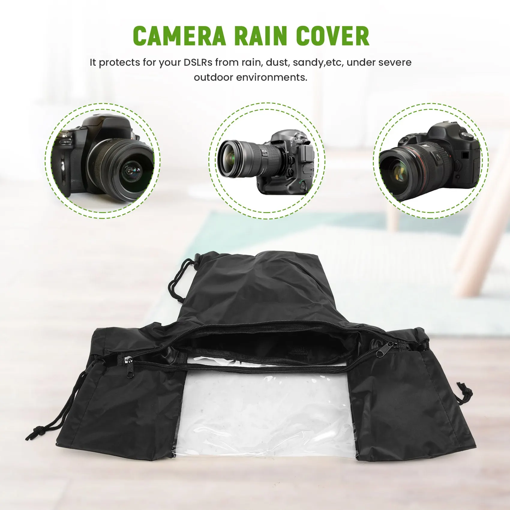 방수 카메라 비옷 나일론 투명 Tpu 카메라 레인 커버 Canon/Nikon/Sony-ABWO 용 Dslr 카메라 용 방진 보호 장치