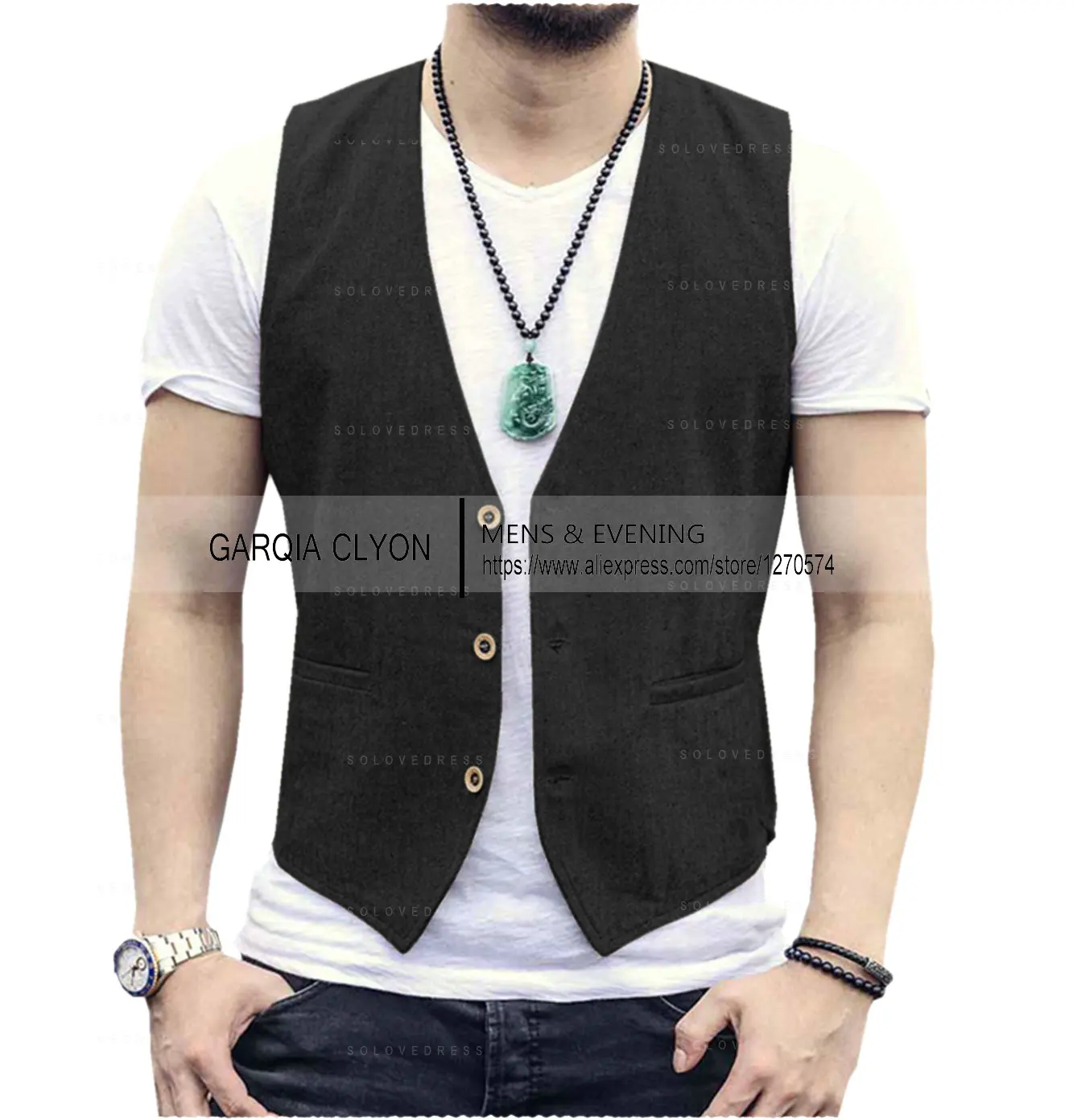 Homens Slim Fit Linho V-Neck Vest, Colete Verão, Elegante, Festas de Casamentos, Praia, Mais Recente