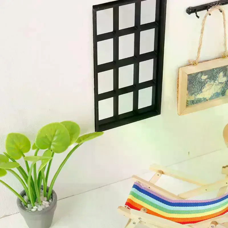 Dollhouse Simulation Wood Window Frame Model Dollhouse Furniture Decoration Dolls House Micro Scene Accessories 1/12