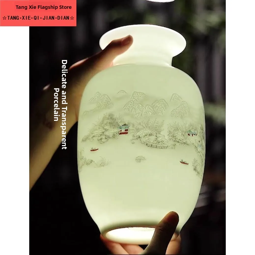 

Антикварная сине-белая фарфоровая бутылка для хранения из перьев для гостиной, богатство, бамбуковая цветочная композиция, декор