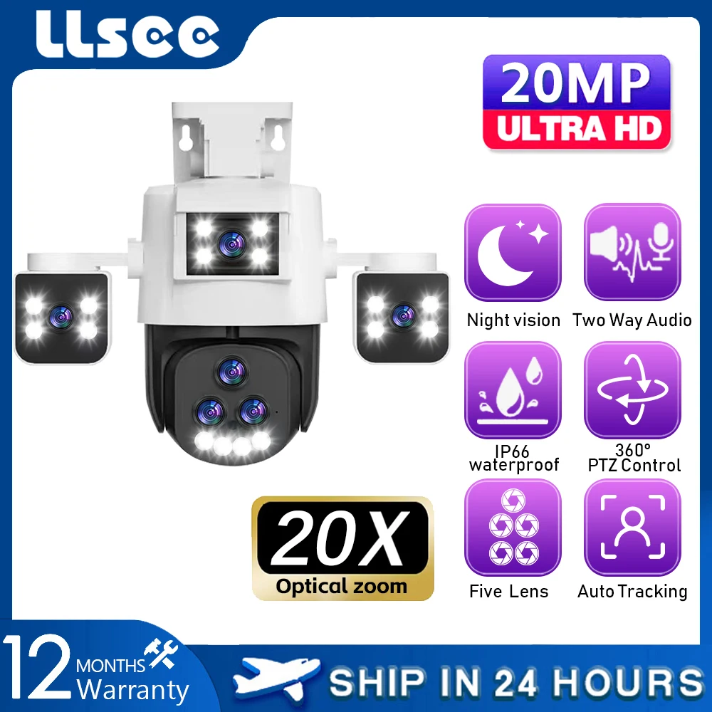 LLSEE 20X Optical Zoom 3-Screen 20MP Outdoor Safety Protection Camera WIFI Camera CCTV WIFI Wireless Outdoor Closed Circuit