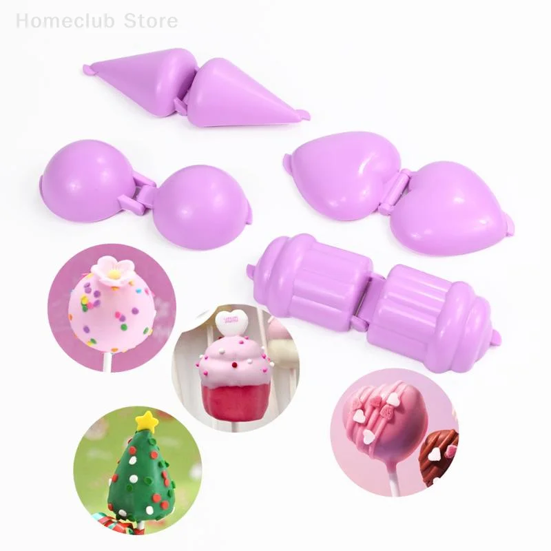 

4Pcs/set Lollipop Mold Plastic Round/Heart/Cone/Cupcake Cookies Cakepop Mould DIY Fondant Cake Decorating Tools Baking Supplies