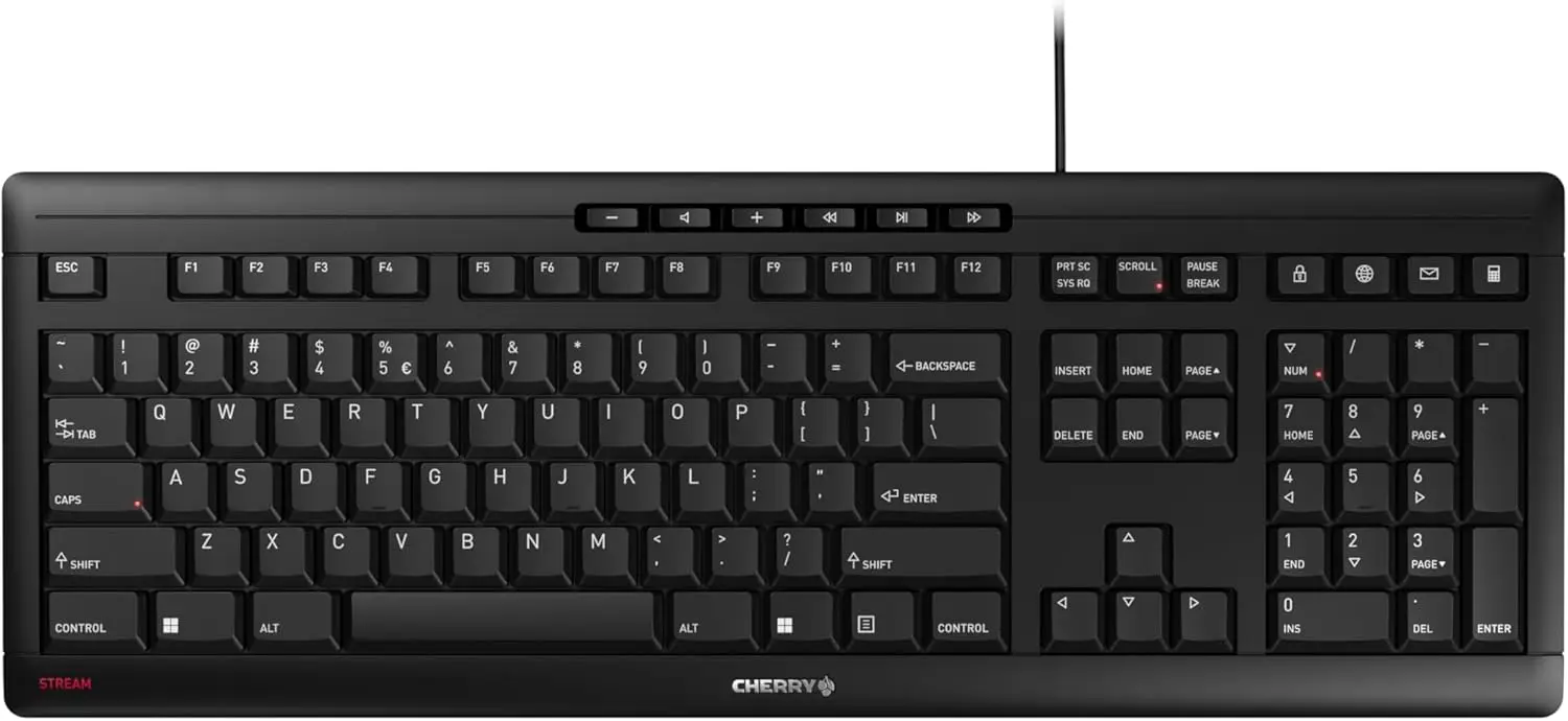 

Slim Wired Keyboard, Whisper-Quiet Keys, Scissor Switches, USB-A, QWERTY, Black for PC/Laptop