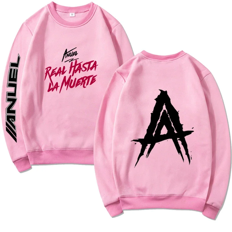 Hot Rapper Anuel AA Real Hasta La Muerte Printed Sweatshirt Fall New Fleece Warm Street Round Neck Sweatshirt Casual Hooded Top