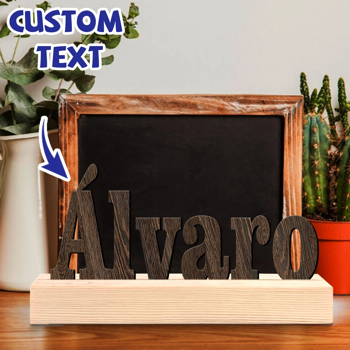 1pc Custom Wooden Name Sign Personalized Freestanding Letter Sign for Tabletop Decor view 3