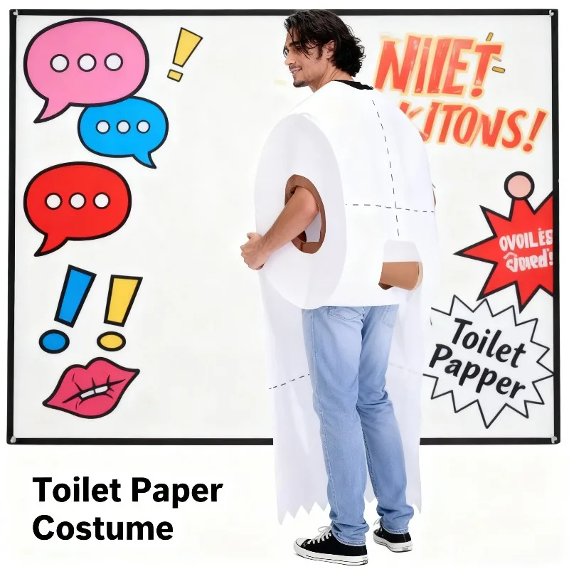 2025 حفلة عيد الميلاد الأبيض الجديد مضحك ورق التواليت زي تأثيري الزي للمقالب #1