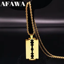 Fashion Stainless Steel Blade Necklaces Gold Color Long Necklace Jewellery For Women or Men collares largos de moda  N445S01