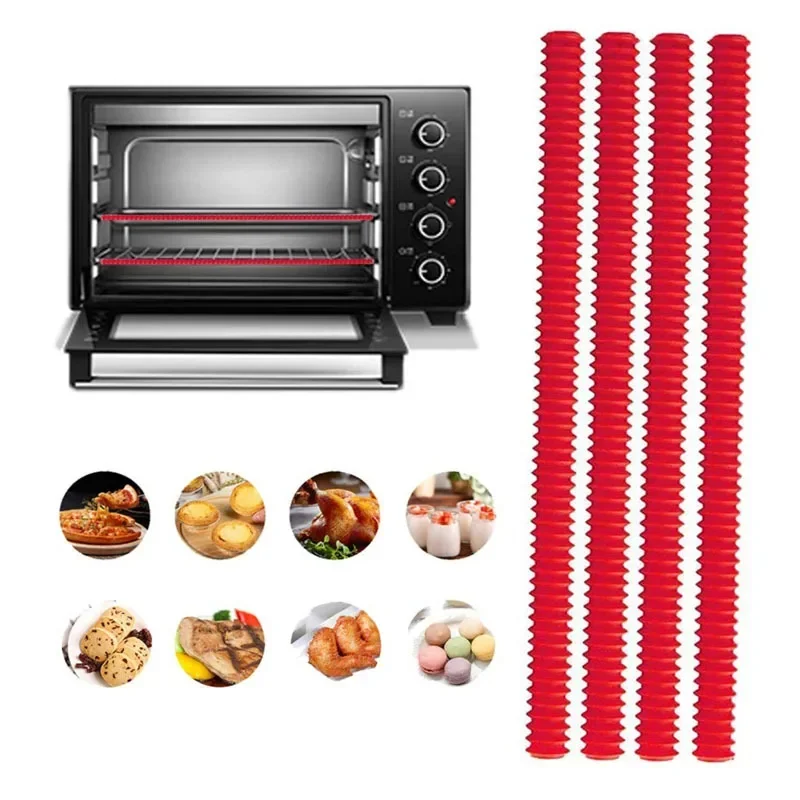 Silicone Red Heat Insulation Strip Sleeve High Temperature Resistance Guard sleeve Kitchen Baking Tool Microwave Oven