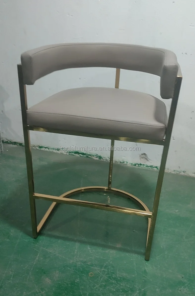 Modern Luxury High Foot Chair Gold Stainless Steel Pub Stool PU Leather Bar Chair for Party Event Club Home Villa Dining Room