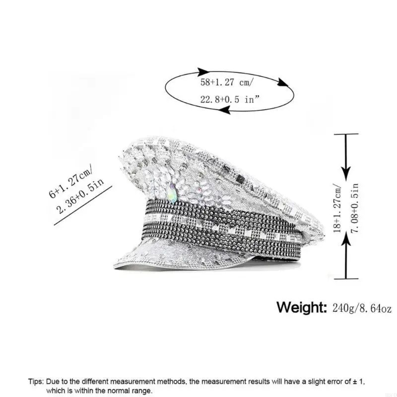 M6CD قبعة البحرية المتلألئة أزياء الكابتن قبعة العروس الرقيب قبعة المرحلة الدعائم خوذة