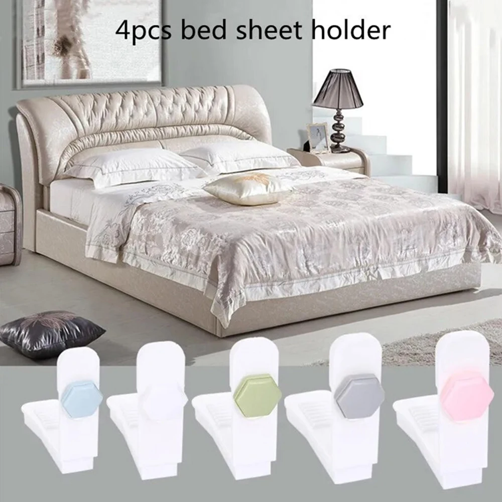 4pcs Bed Sheet Holder Anti-Running Needle-Free Household Invisible Non-Marking Non-Slip Quilt Cover Buckle Sheet Gripper Clip