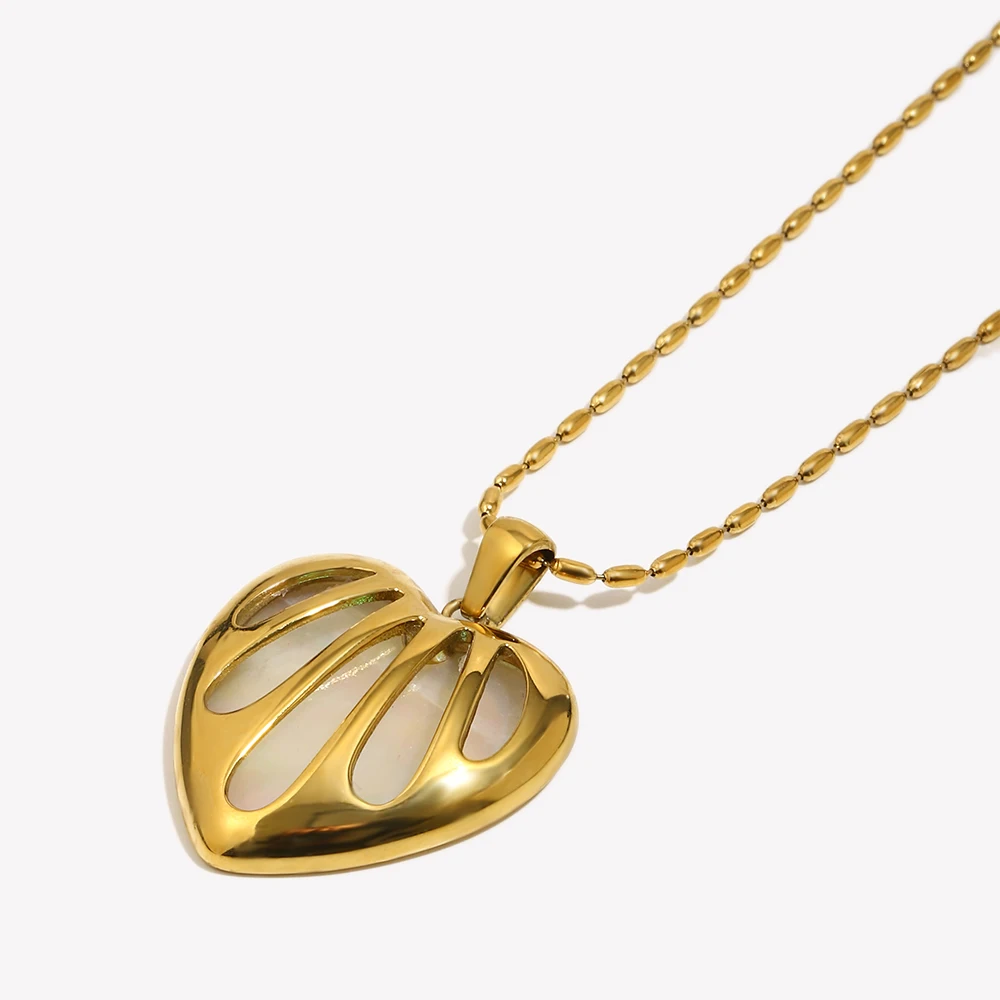 E.B.belle White Shell Stainless Steel Hollowed Heart Special Design Smooth Edge Daily Versatile Jewelry Decoration