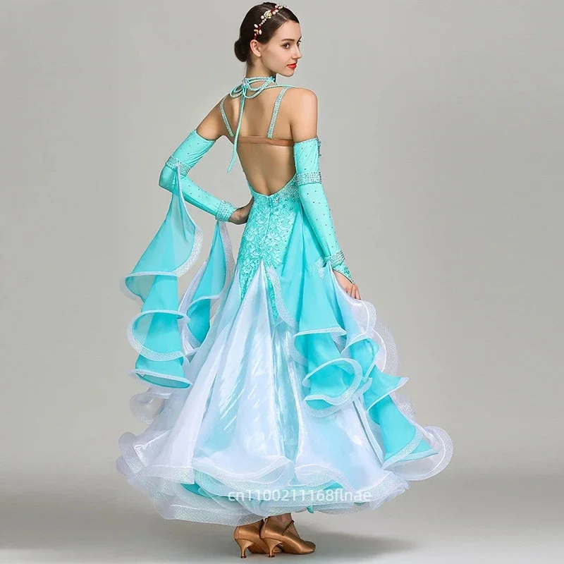 Modernes Tanzkleid für Erwachsene, National Standard Ballsaal-Tanzwettbewerbskleid mit Strasssteinen, professionelles Bühnenkostüm – Detail 7