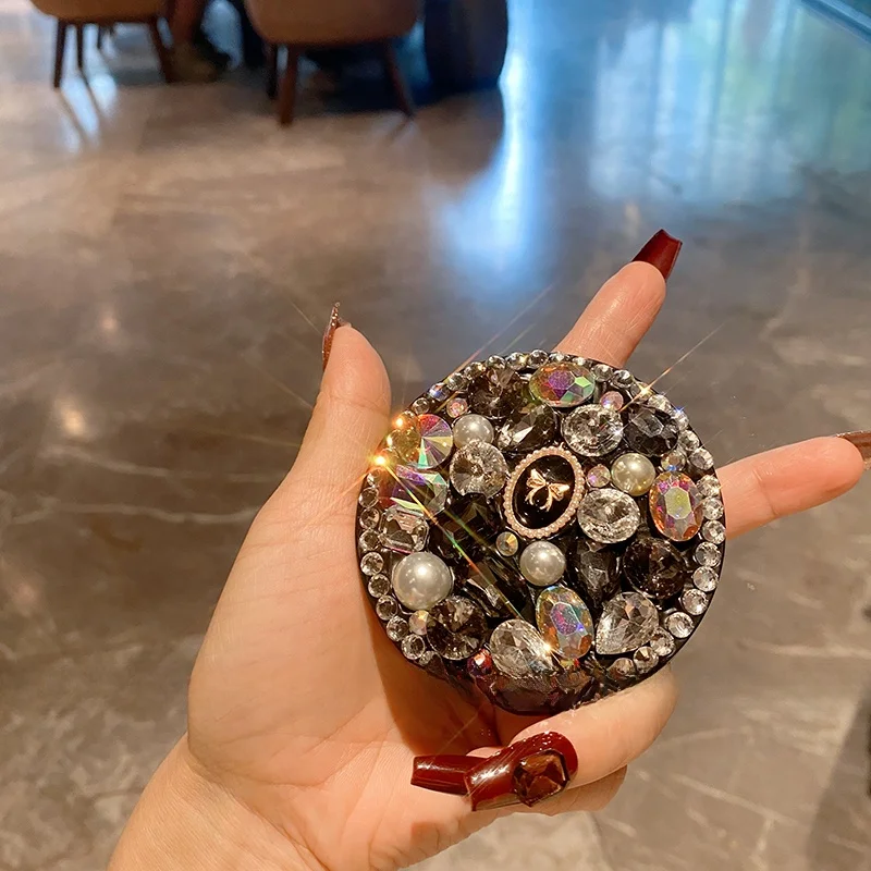 Portable Handheld Dual-Sided Diamond Embedded eup Mirror Creative Sle  Size Beau Care Tool for Personal Use