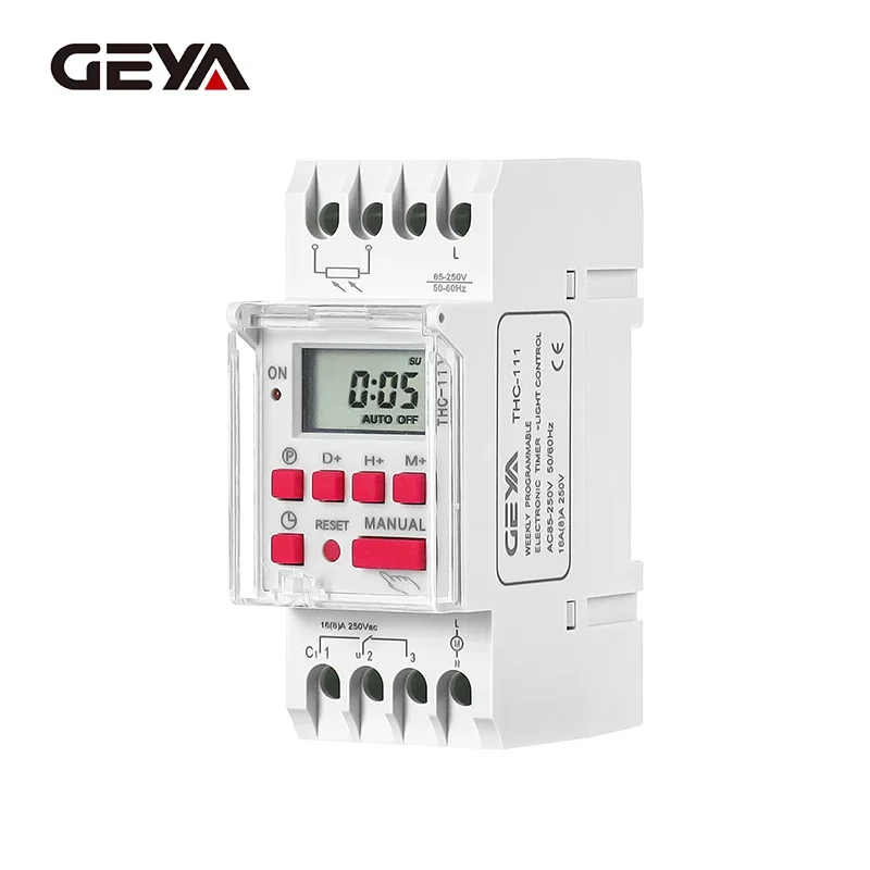 YAO GEYA THC Time Control Switch, 220 - 240VAC, ≤1s/day Timing Error, 16 ON/OFF, 3-Year Power Failure Memory