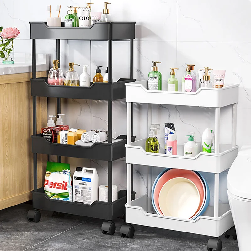 [UK-Lagerbestand] Mehrschichtiges Trolley-Rack für Küche, Boden, Schlafzimmer, Organizer, Wagen, Badezimmer-Aufbewahrungsregal, Regale für die Küche