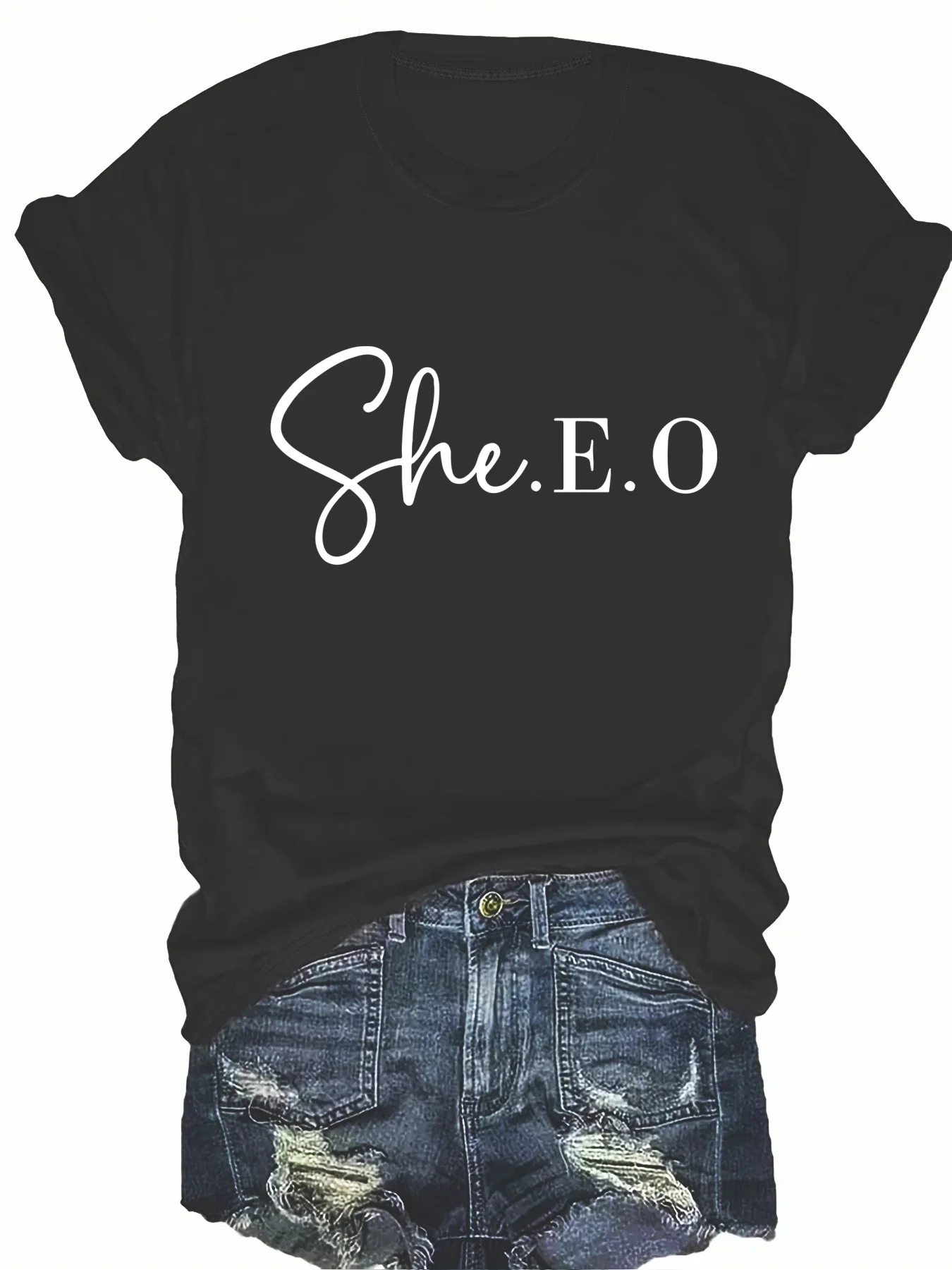 

Fashionable Ladies round Neck Short Sleeve T-Shirt with Letter Pattern Print Casual Comfortable Women's Top