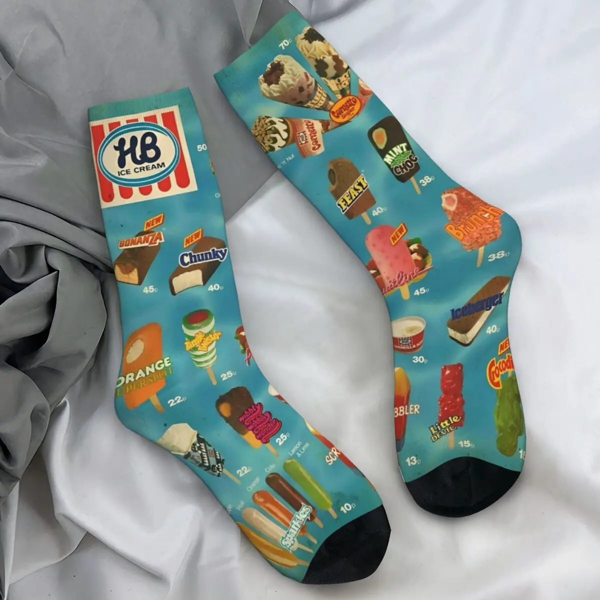 Unisex Men Socks Sweet Ice Cream British Stockings Spring Leisure Medium Soft Socks Design Running Anti Bacterial Socks