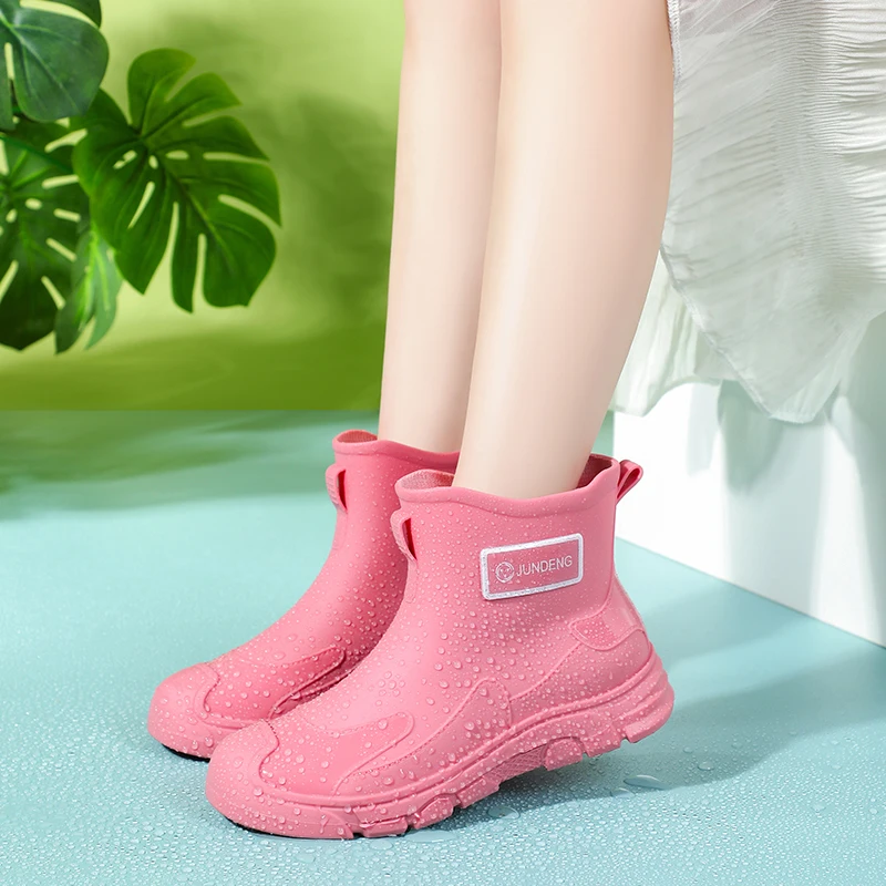 2026 New Low Cut Rain Boots Women's Summer Fashionable All-Match Anti-Slip Kitchen Water Shoes Adult Short Cut Rain Boots Rub...