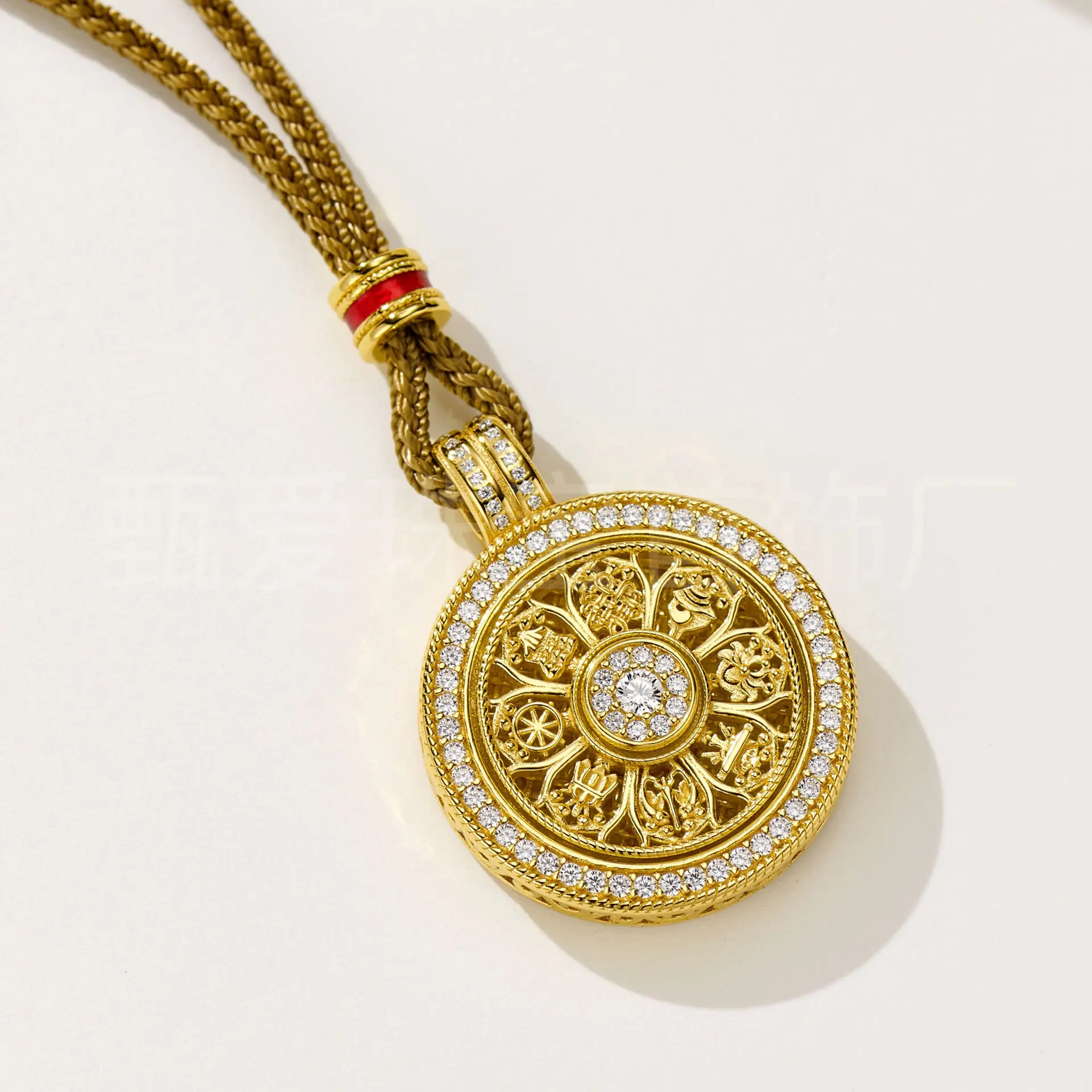 New Chinese 925 Silver Rotating Eight Treasures Compass Pendant Auspicious Totem Time Comes And Goes With Rope Necklace Factory