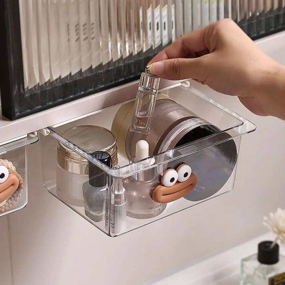 Transparent Under Table Storage Drawer Large Capacity Punch Free Drawer Storage Box Space Saving Visible Pull Out Storage Rack