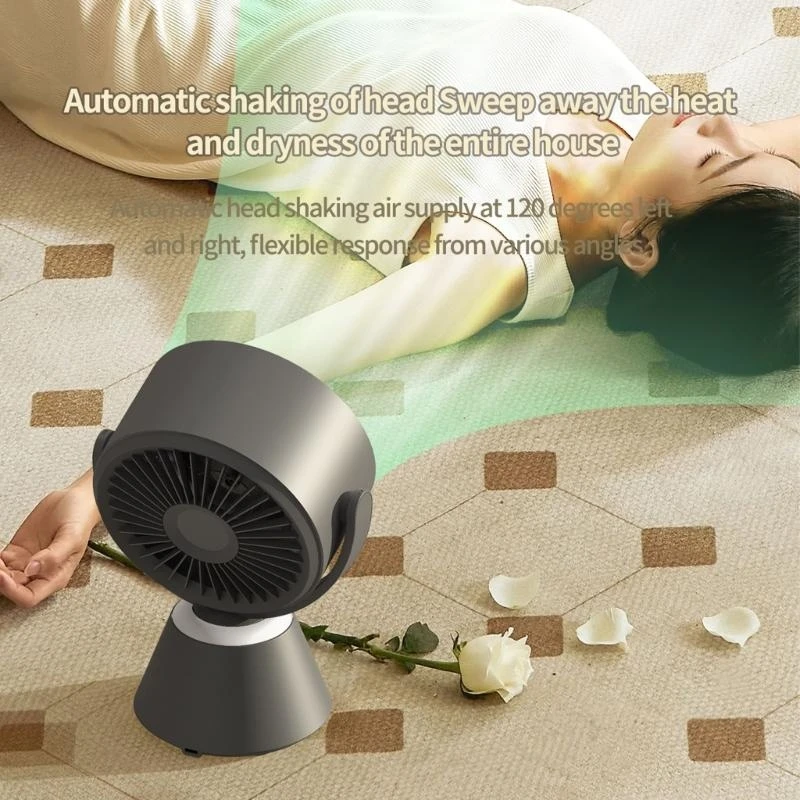 USB Desk Fan Hangings Ceiling Fan 4000mAh Battery 3 Speed LED Light Desk Fan