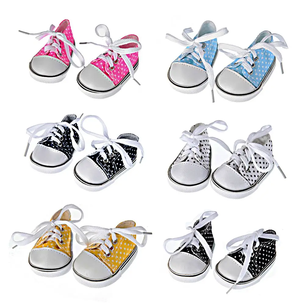 7cm Mini 18 Inches Doll Toys Doll Shoes Doll Accessories Wave point Shoes Canvas Shoes