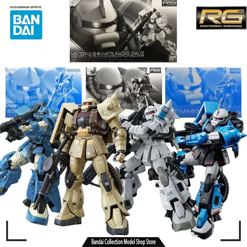 Bandai Original Model Kit RG PB SHIN MATSUNAGA  ZAKU MINELAYER 1/144 Anime Action Figure Assembly Model Toy Gift for Boys