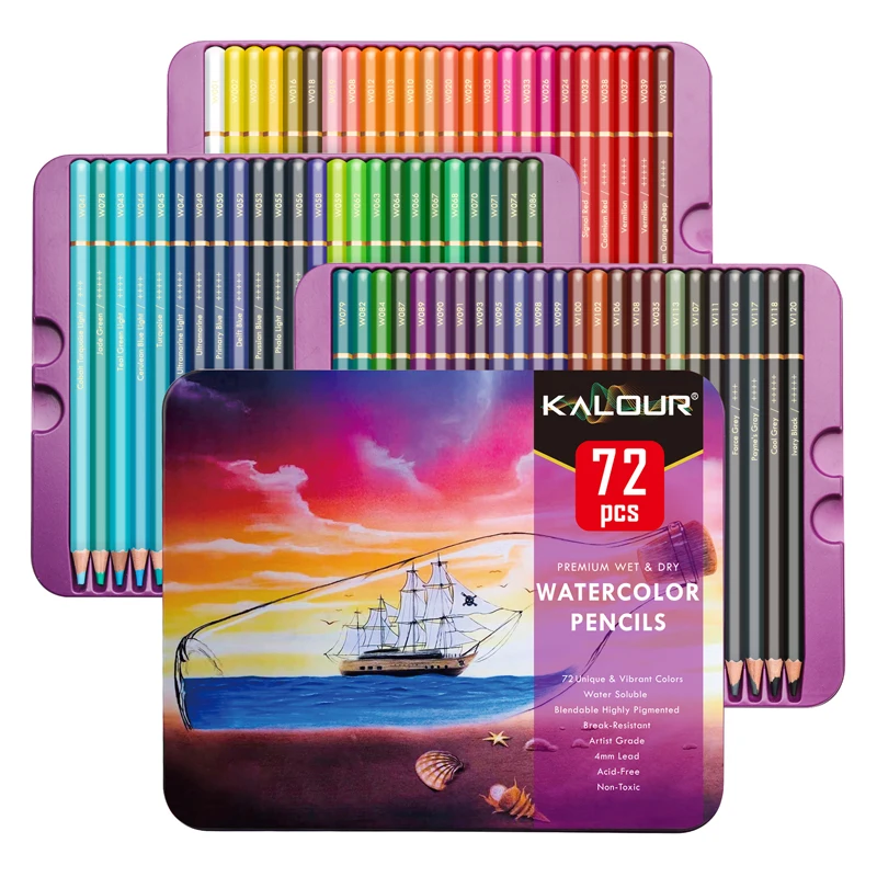 KALOUR 72pcs Colores Pencil Set Lapices School Supplies Water Soluble 예술용품 Artist Quality Drawing Studen Painting Coloring